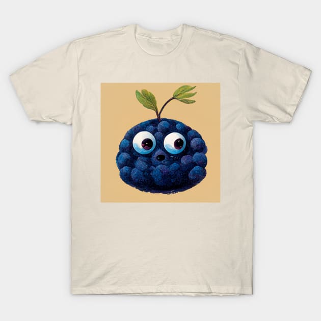 surprised blueberry cartoon looking to the side T-Shirt by yayor